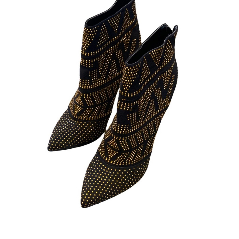 THALIA SODI Alejandra Gold Studded Ankle Booties 8.5 - Picture 3 of 10